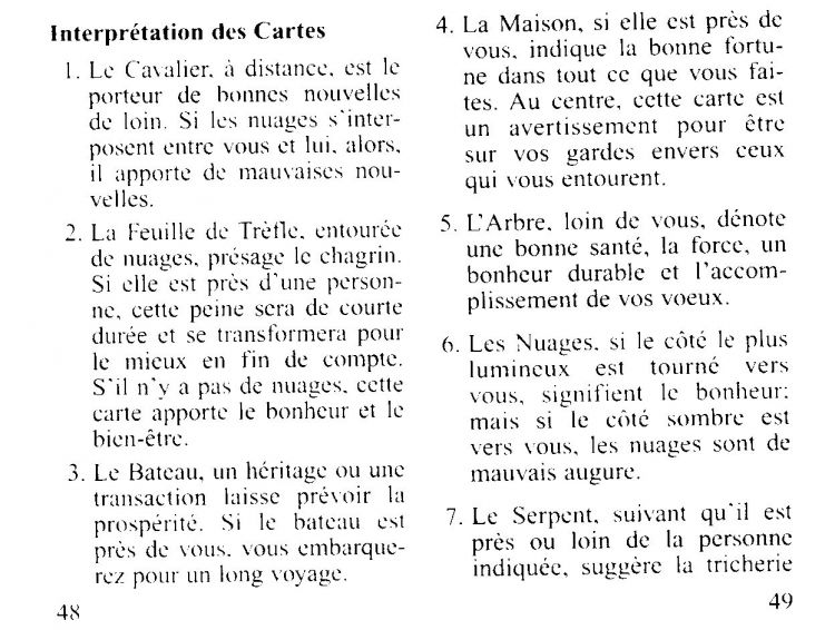 1ère partie : Signification des cartes